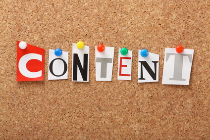 Content spelled out on a cork board